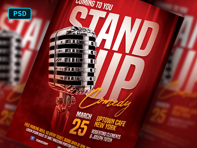 Stand Up Comedy Flyer Template comedian comedy comedy show creative market flyer template humor photoshop poster template stand up comedy