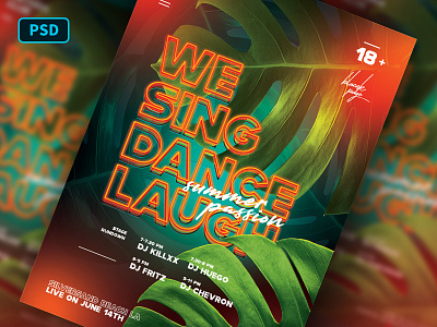 Summer Neon Club Flyer Template caribbean party club flyer creative market dj flyer dj night flyer template neon text nightclub poster template summer flyer summer party tropical party