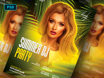 Summer DJ Flyer Template creative market dj party dj party flyer flyer template nightclub flyer nightclub party poster template summer summer dj summer flyer summer party summer party flyer