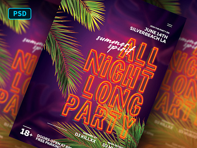 Neon Summer Party Flyer Template dj flyer template flyer template graphicriver neon flyer neon text neon text flyer nightclub flyer party flyer poster template summer flyer summer party summer party flyer