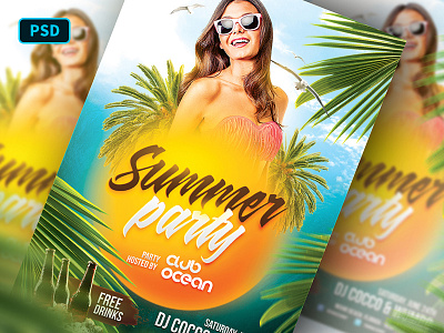 Summer Beach Party Flyer Template beach club creative market design bundles flyer template holiday hot instagram flyer party poster template summer vacancy