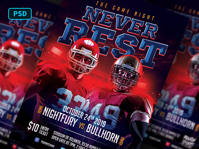 Football Game Flyer Template american football american football flyer american football player creative market flyer template football football flyer instagram flyer instagram template poster template rugby sports