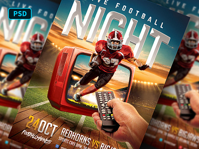 Football Game Flyer Template american football flyer template football football cup football flyer football league football stadium graphicriver photoshop flyer poster template sports superbowl