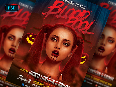 Blood Pool Halloween - Flyer Template blodd flyer flyer template graphicriver halloween halloween bash halloween flyer halloween party horror photoshop poster poster template