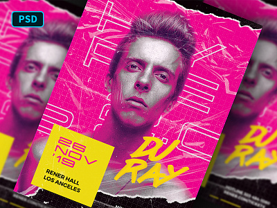 Hype DJ Flyer Template dj flyer template graphicriver hype millenial modern party photoshop poster poster template torn paper urban