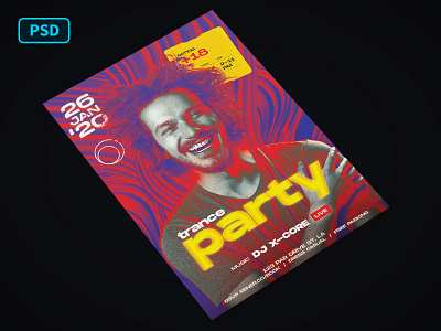 DJ Flyer Psychedelic Party club creative market dj flyer nightclub party photoshop poster psd psychedelic template trance