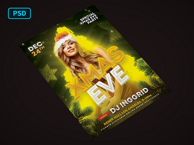 Christmas Eve Party Flyer Template christmas christmas light flyer flyer template graphicriver natal new year party poster poster template santa girl xmas