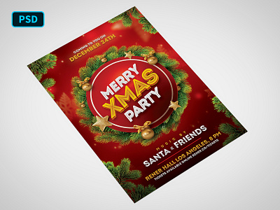 Merry Christmas Flyer Template christmas ball christmas card christmas flyer christmas party christmas poster creative market flyer template new year new year eve photoshop photoshop psd poster template