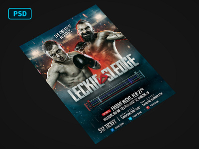 Boxing Flyer Template PSD boxer boxing flyer boxing match boxing poster flyer flyer template photoshop poster poster template sports sports flyer sports poster