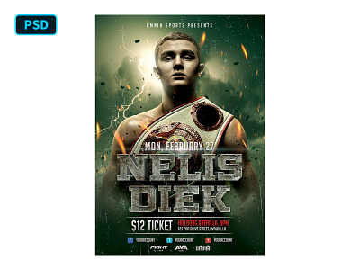 Boxing Fighter Flyer PSD Template