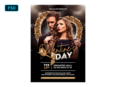 Black And Gold Valentines Flyer Template