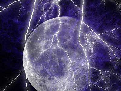 Moon and Thunder Composite illustration moon moon logo thunder wallpaper