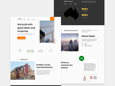 Construct - Construction Landing Page clean contruction landing page minimalist ui web web design