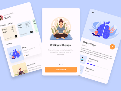 Yoga App illustration mobile mobile app ui yoga