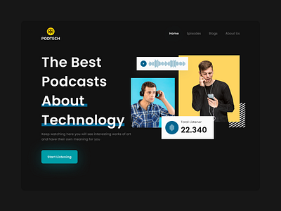 Podtek - Podcast hero section