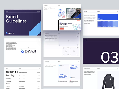 ExaVault – Brandbook brand brandbook brand brandbook brand guide brand guidelines brand identity design color palette guidebook guideline layout design manual mark typography ux