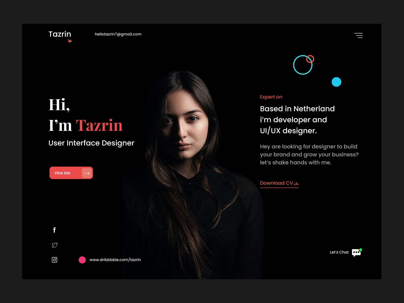 Personal Portfolio web UI by Tajrin Nahar on Dribbble