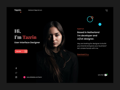 Personal Portfolio web UI cv drak web onepage personal portfolio website resume tazrin trendy ui ux web design website