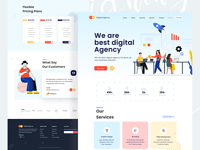 Marketing Agency Web UI agency branding agency web agency website digital home page illustration landing page marketing popular shot tazrin trendy ui ux web designer