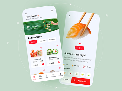 Food Delivery App UI Design designer e commerce app fast food app food delivery app food menu food ordering app foodapp online food order popular shot products designer restaurant app restaurant website shopify app sushi app tazrin website design