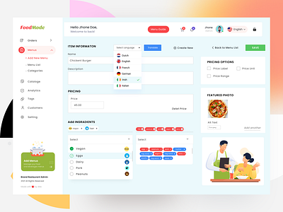 Restaurant Management System UI app designer create menu dashboard food delivery webapp food menu design food order food ordering webapp landing page management platform ui online food order popular design restaurant management ui restaurant webapp resturant website tazrin uiux web designer