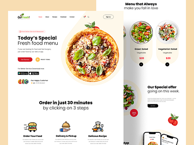 Food Delivery Landing page design designer ecommerce designer food delivery food ordering website illustration landing page online food popular shot restaurant app restaurant web resturant web tazrin trendy ui uiux uiux designer website designer