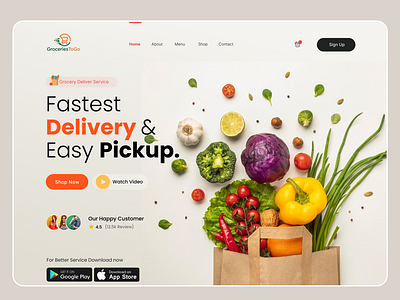 Grocery shop Website UI app designer ecommerce ecommerce website food delivery wbsite grocery grocery app grocery delivery website grocery website homepage landing page online shop website product design product dsigner resturent website tazrin uiux designer website designer