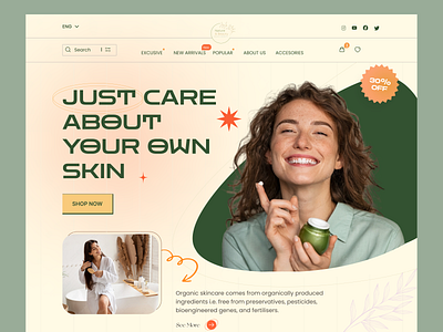 Beauty Product Web UI Design Exploration beauty beauty products website cosmetics website design designer ecommerce ecommerce website design landing page online shop popular shot product design store tazrin trendy uiux web design website design