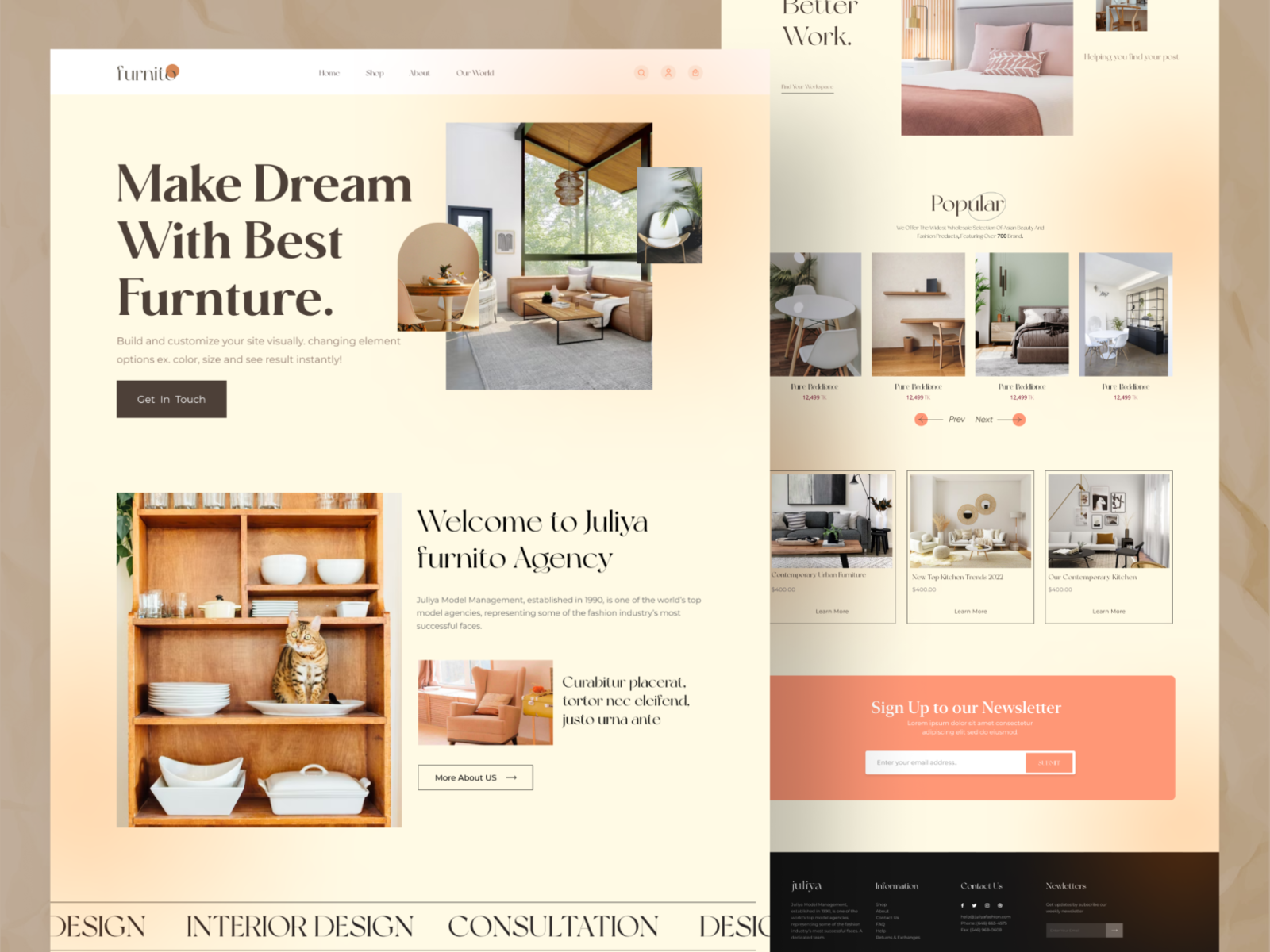 Furniture e-commerce website Design UI by Mst Tajrin Nahar on Dribbble