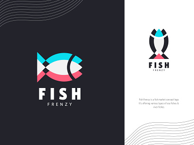 Fish Frenzy ashicks brand fish logo fishmarket food illustrator logo logodesign market river seafood vector