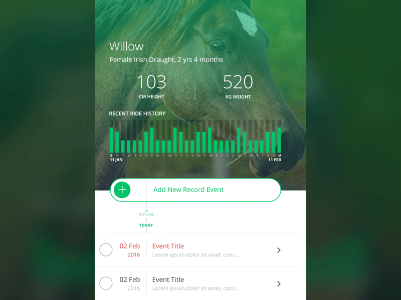 Timeline Animation for Veterinary Health Mobile Application