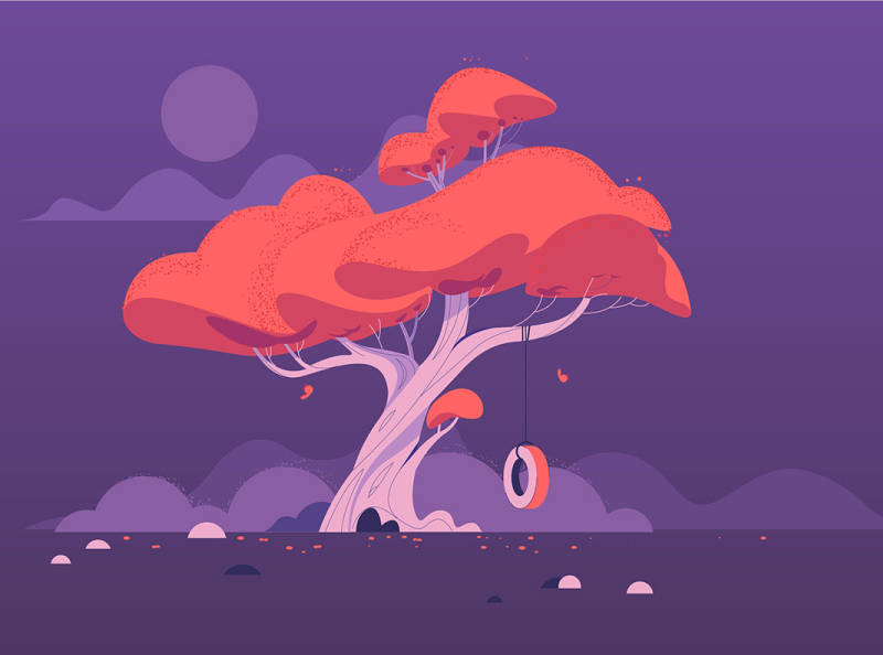 Illustrations 4 behance blue elephant flatdesign illustration orange tree violet