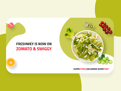 Web Banner for Freshwey | Salad | Juices | Smoothie Bowl | Dips ads banner branding graphic design main banner social media web banner