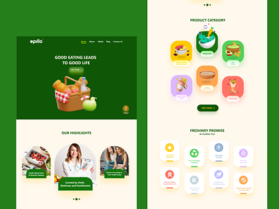 Epillo _Freshwey Page | Landing Page | UI Design food freshwey graphic design health industry landing page ui ui design