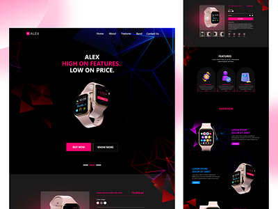 NFT | SMARTWATCH | Landing Page | Dark Theme | Neon Background