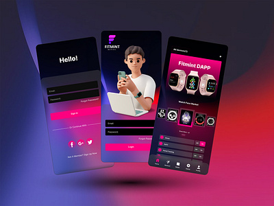 Fimint | Smart Watch | Mobile Login Page | App Design android home page login page mobile smart watch app ui