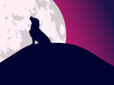 Gradient adobe beginner design dog dusk evening illustration illustration design illustrator illustrator art illustrator cc logo magenta moon moonlight moonlit night purple wolf