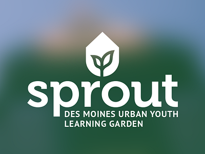 Sprout Logo Reversed brand des moines garden graphic green identity iowa learning mark museo reversed sprout typography urban white youth