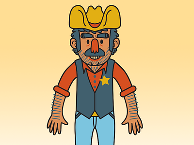 Cowboy art cartoon cowboy illustration man mustache sheriff vector west wild west
