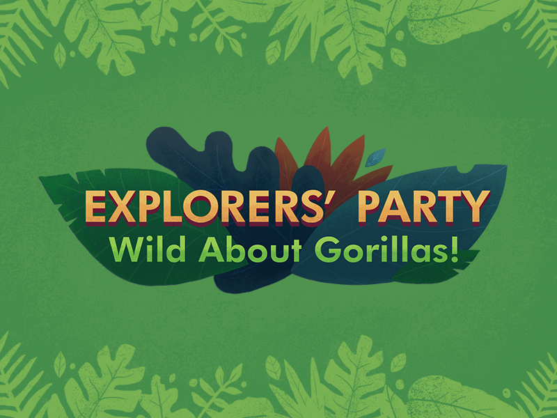 Wild About Gorillas! Typography type lockup typography illustration leaves green wild gorilla jungle children kids futura