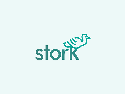 Stork Logo animal bird branding clever design futura identity line logo mark simple stork