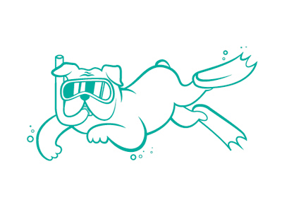 Scuba Bulldog animal bulldog dog drawing goggles illustration puppy school scuba shirt swim underwater university water