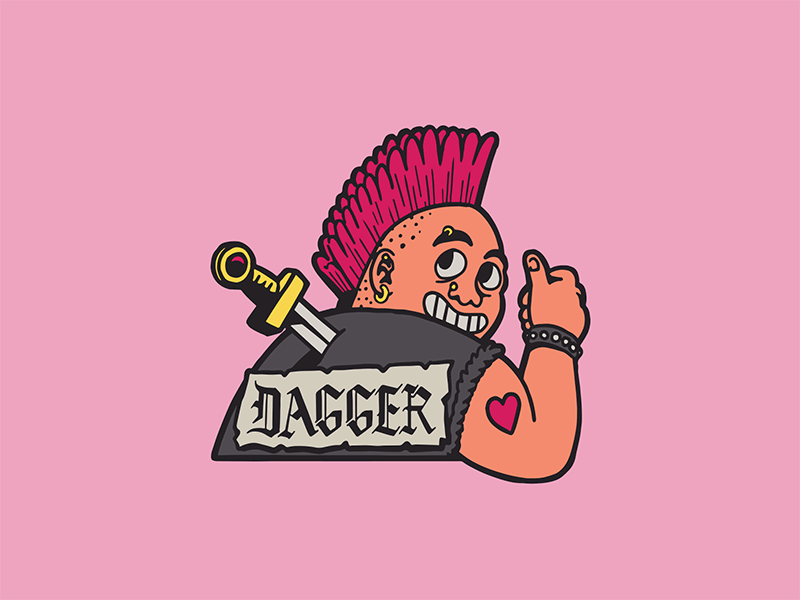 Dagger handlettering blackletter spooky drawing punk dagger surfboard surfing surf decal illustration