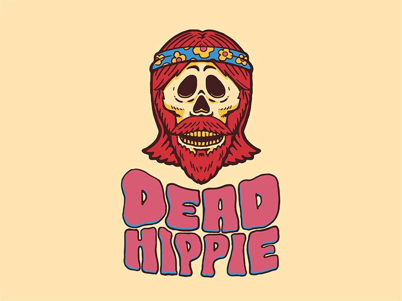 Dead Hippie branding dead decal hand lettering hippie identity illustration illustrator logo mark skull surf surfing type zombie