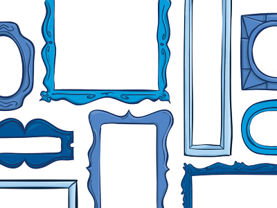 Frames blue decorative drawing elegant empty frames illustration magazine mirror whimsical