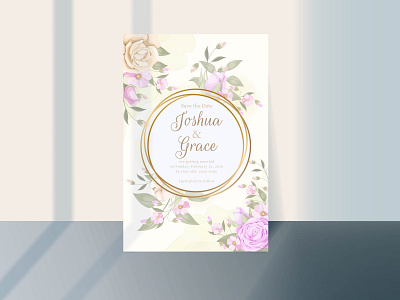 Elegant Wedding Invitation Template With Floral Concept bouquet branding design design engagement floral floral design illustration invitation invitation card invitations invite roses template template design wedding wedding card wedding invitation wedding invite weddings