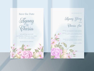 Beautifull Wedding Invitation Template Design With Floral branding design design engagement floral design graphic design illustration invitation invitation card invitations invite template template design vector wedding wedding card wedding invitation wedding invite