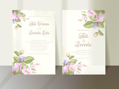 Beautifull Floral Wedding Invitation Template Vector Design bouquet branding design design engagement floral design graphic design illustration invitation invitation card invitation design invitation set invite roses template template design vector wedding wedding card wedding invitation wedding invite