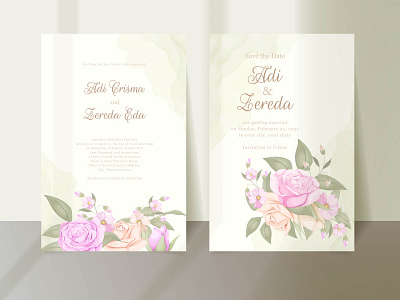 Beautifull Floral Wedding Invitation Template Vector Design beautifull bouquet branding design design engagement graphic design illustration invitation invitation card invitation design roses template vector wedding wedding card wedding invitation wedding invite