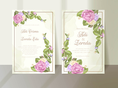 Beautifull Floral Wedding Invitation Template Vector Design beautifull bouquet branding design design engagement graphic design illustration invitation invitation card invitation set roses template vector wedding wedding card wedding invitation wedding invite